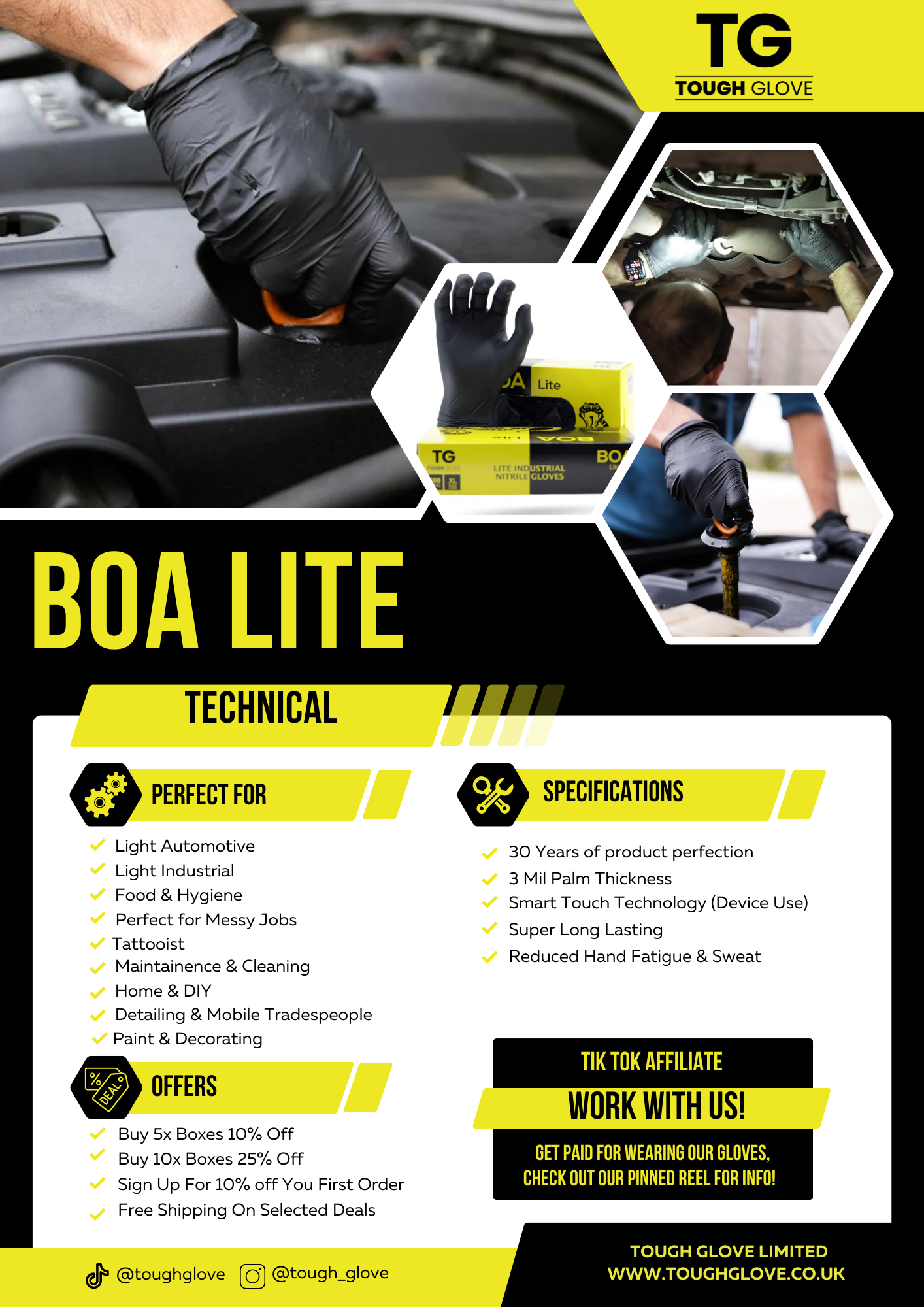 BOA LITE - by Tough Glove -  BOX OF 100 - Tough Glove
