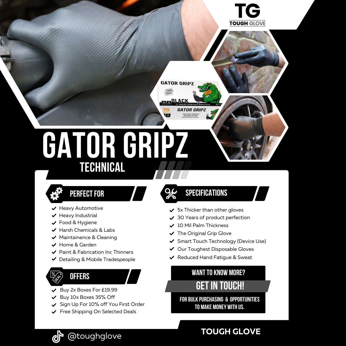 New Arrivals Bundle - 1 Box of Black Gator gripz +  1 Box of Boa Gripz (100 Gloves)